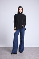 Pull Col Roule Poncho Naya - Noir - Femme