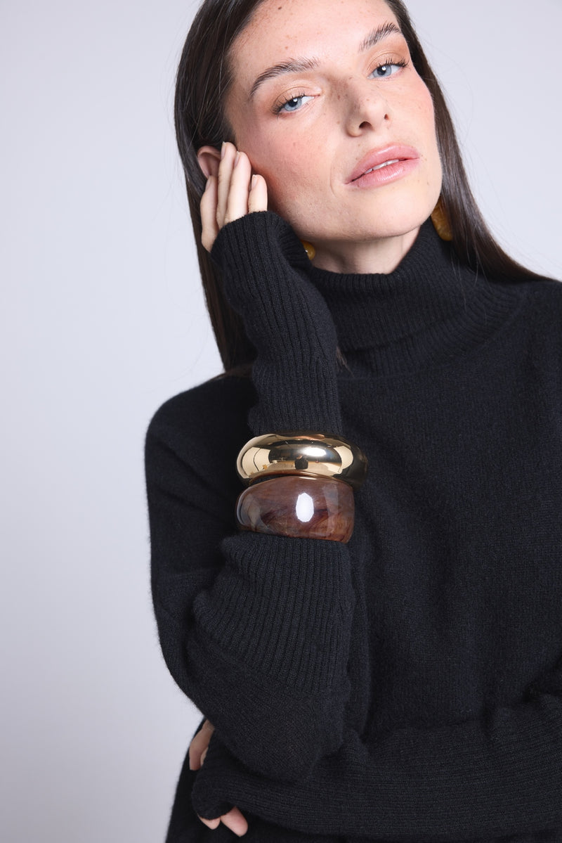 Pull Col Roule Poncho Naya - Noir - Femme