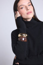 Jersey Poncho Naya Cuello Alto - Negro - Mujer