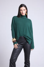 Naya Poncho Roll-Neck Jumper - Bottle Green - Women