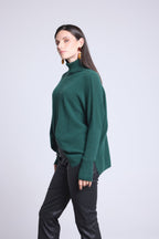 Naya Poncho Roll-Neck Jumper - Bottle Green - Women