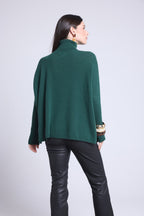 Naya Poncho Roll-Neck Jumper - Bottle Green - Women