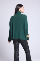 Poncho Naya Turtleneck Sweater - Bottle Green - Women