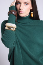 Naya Poncho Roll-Neck Jumper - Bottle Green - Women