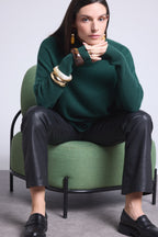 Naya Poncho Roll-Neck Jumper - Bottle Green - Women
