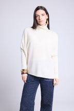 Naya Roll-Neck Poncho Jumper - White - Women