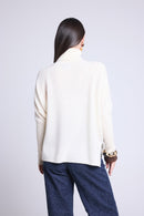 Pull Col Roule Poncho Naya - Blanc - Femme