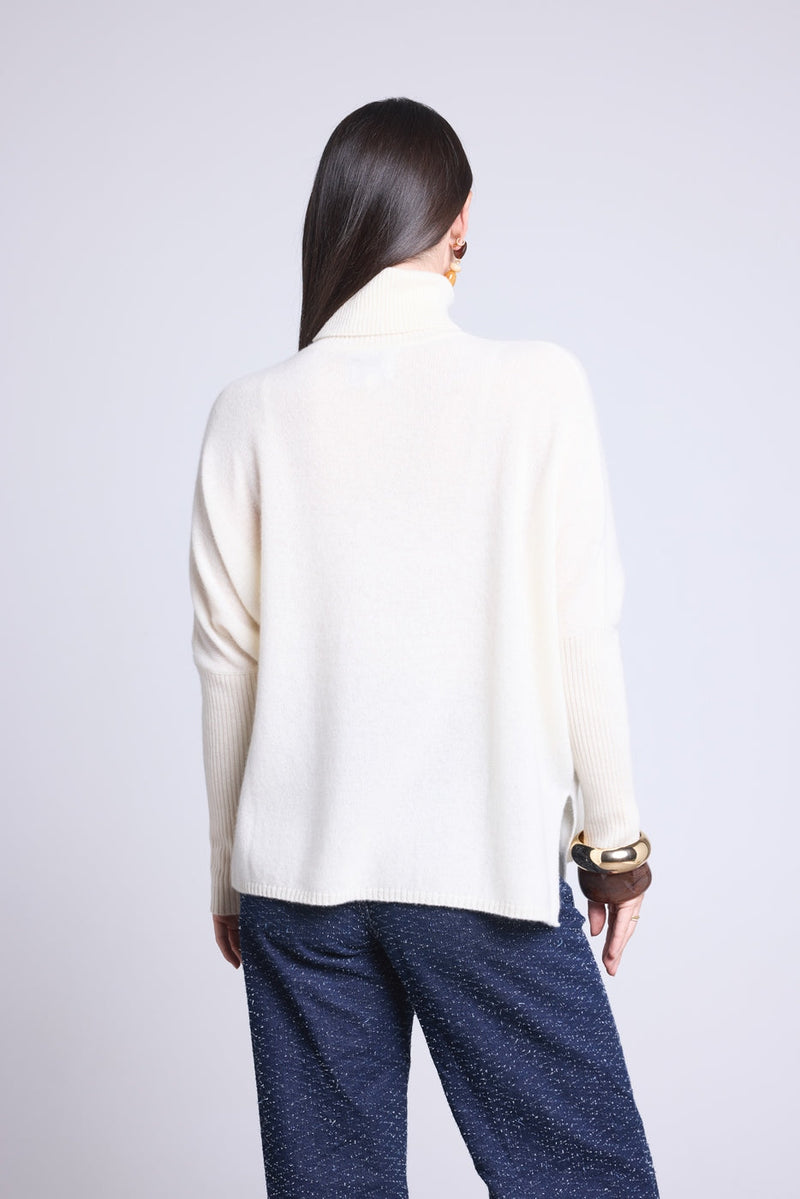 Pull Col Roule Poncho Naya - Blanc - Femme