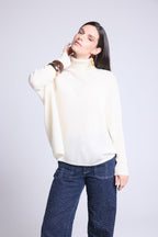 Naya Roll-Neck Poncho Jumper - White - Women
