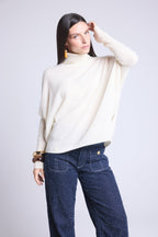 Naya Roll-Neck Poncho Jumper - White - Women