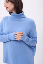 Naya Roll-Neck Poncho Jumper - Sky Blue - Women