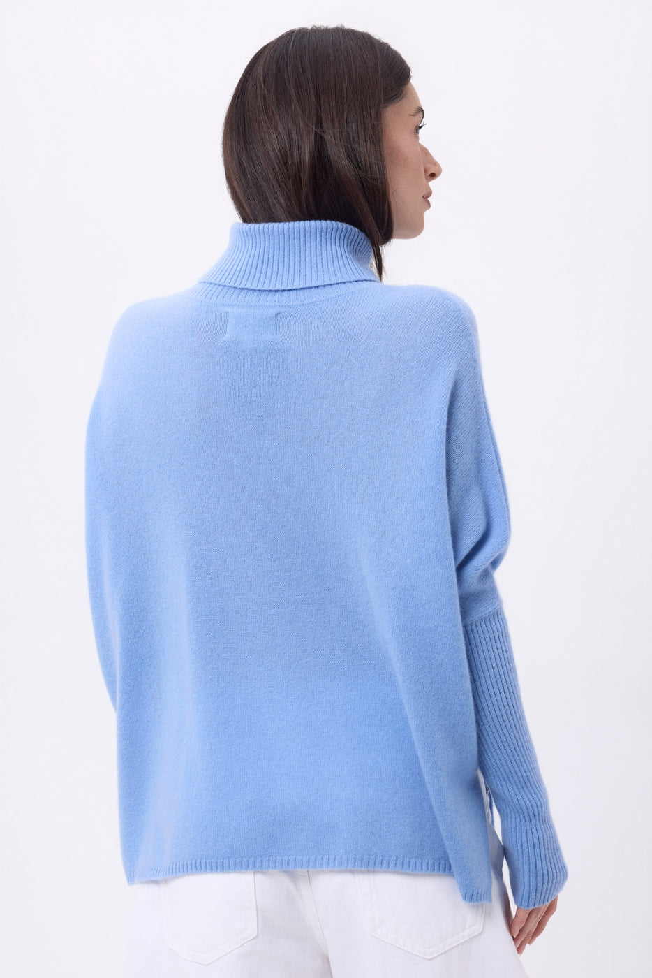 Naya Roll-Neck Poncho Jumper - Sky Blue - Women