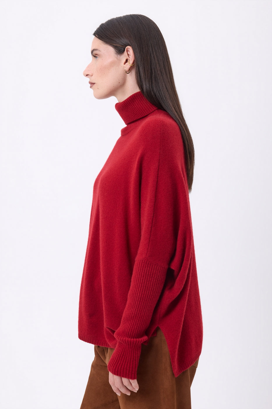 Naya Roll-Neck Poncho Jumper - Coulis - Women