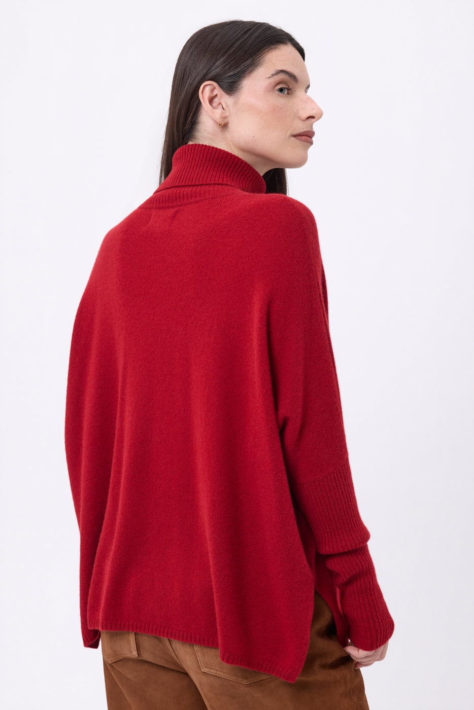 Naya Roll-Neck Poncho Jumper - Coulis - Women