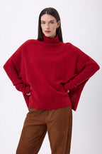 Naya Roll-Neck Poncho Jumper - Coulis - Women