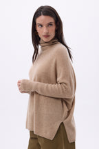 Naya Roll-Neck Poncho Jumper - Cream Beige - Women