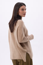 Naya Roll-Neck Poncho Jumper - Cream Beige - Women