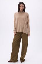 Naya Roll-Neck Poncho Jumper - Cream Beige - Women
