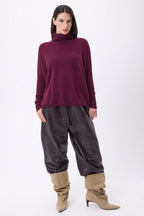 Naya Roll-Neck Poncho Jumper - Wine Lees - Women