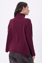 Naya Roll-Neck Poncho Jumper - Wine Lees - Women