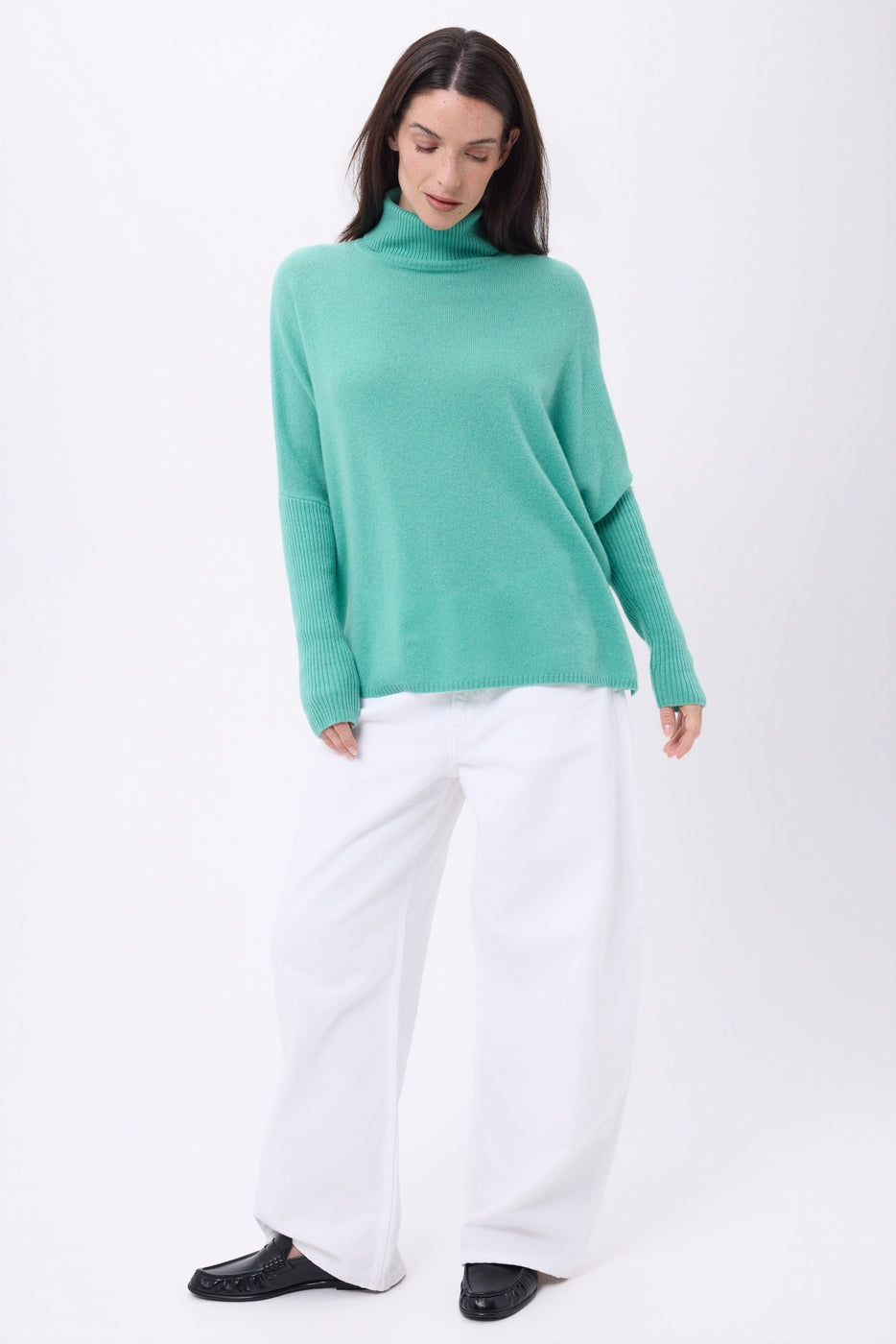 Pull Col Roule Poncho Naya - Vert Pastel - Femme