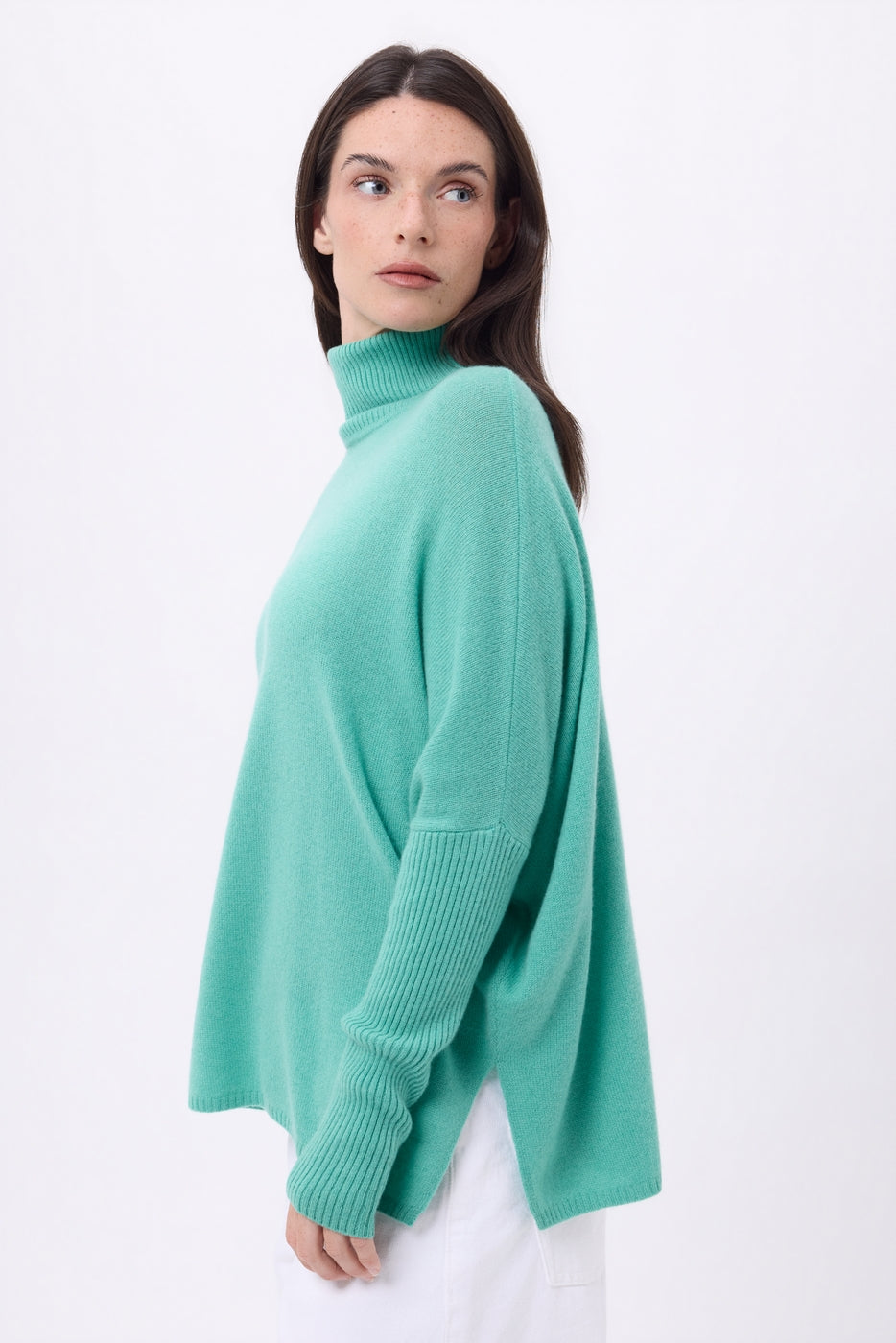 Pull Col Roule Poncho Naya - Vert Pastel - Femme