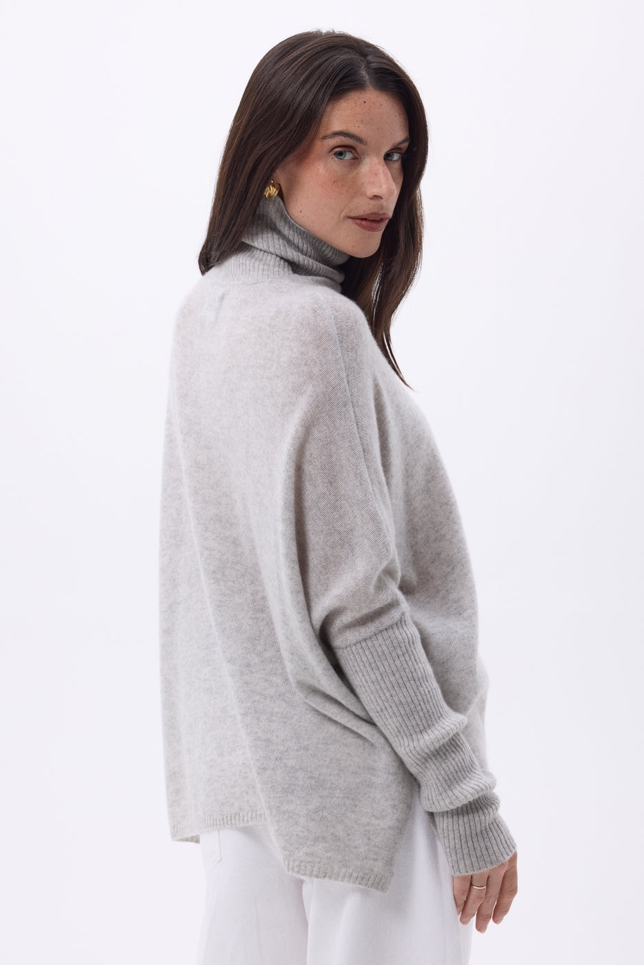 Pull Col Roule Poncho Naya - Gris Clair - Femme
