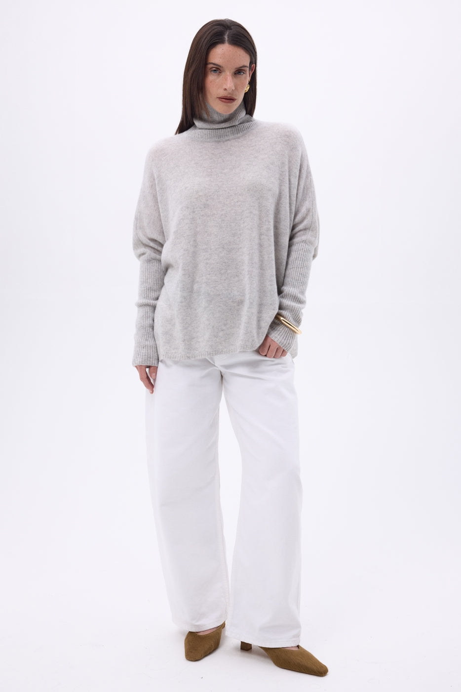 Pull Col Roule Poncho Naya - Gris Clair - Femme
