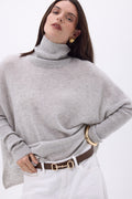 Pull Col Roule Poncho Naya - Gris Clair - Femme