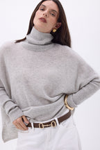 Pull Col Roule Poncho Naya - Gris Clair - Femme