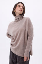 Jersey de cuello alto tipo poncho Naya - Avellana - Mujer