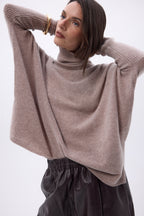 Jersey de cuello alto tipo poncho Naya - Avellana - Mujer