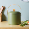 Cubo de Compost Interior de Acero con Asa de Bambú - 7 Litros - Verde