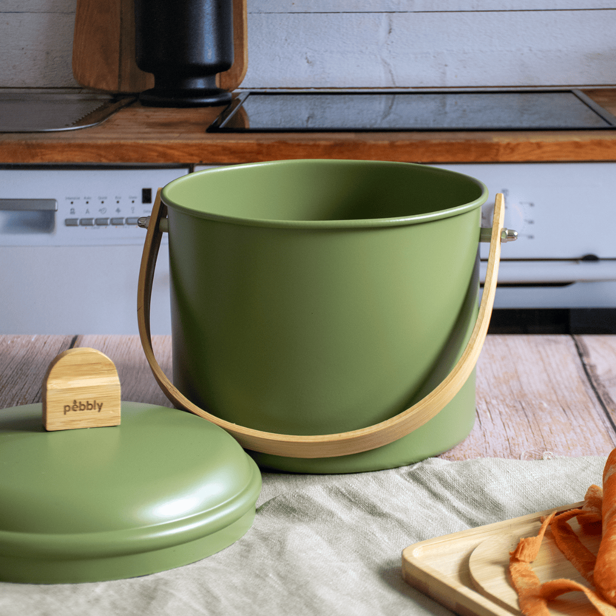 Seau À Compost D'Intérieur En Acier Avec Filtre À Charbon Anti-Odeurs - 3,5 L - Olive