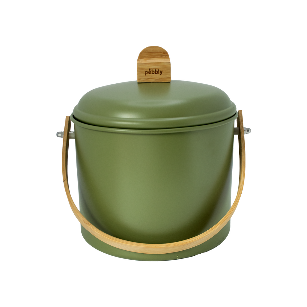 Seau À Compost D'Intérieur En Acier Avec Filtre À Charbon Anti-Odeurs - 3,5 L - Olive