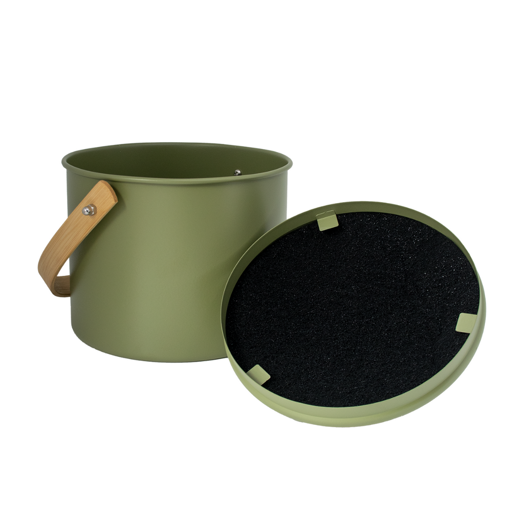 Seau À Compost D'Intérieur En Acier Avec Filtre À Charbon Anti-Odeurs - 3,5 L - Olive
