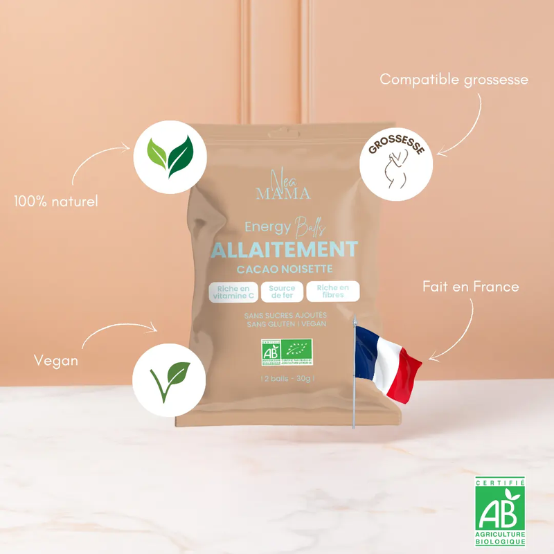 Energy ball cacao noisette bio - allaitement NEA MAMA
