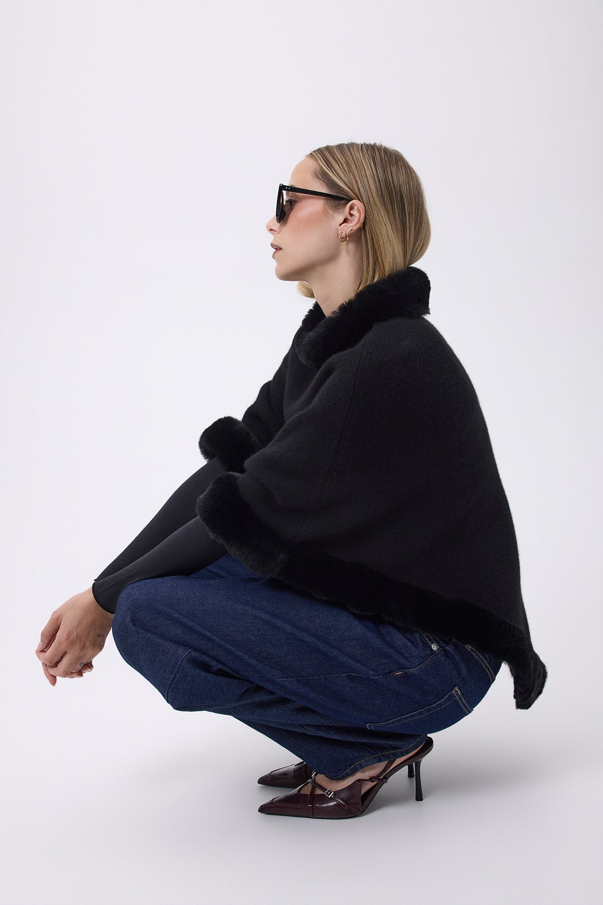 Capa con pelo F Nea - Negro - Mujer