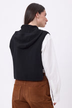 Women's Neo Gold Button Hooded Dickey - Black