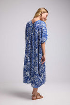 Robe Longue Manches Mi-Longues - Bleu Blanc