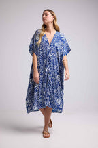 Robe Longue Manches Mi-Longues - Bleu Blanc