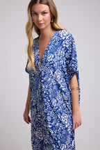 Robe Longue Manches Mi-Longues - Bleu Blanc