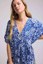 Robe Longue Manches Mi-Longues - Bleu Blanc