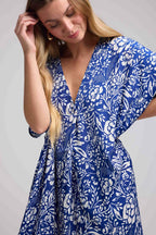 Robe Longue Manches Mi-Longues - Bleu Blanc