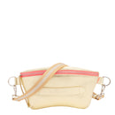 Neufmille - Sac Ceinture XL Beltbag Marie Martens Doré en cuir métallisé - Zip rose fluo 