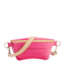 Neufmille - Sac Ceinture XL Beltbag Marie Martens Fuchsia en cuir vernis froissé - Zip camel 