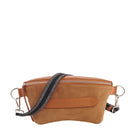 Neufmille - Sac Ceinture XL Beltbag Marie Martens Camel en cuir velours (daim) perforé et en cuir grainé - Zip camel 