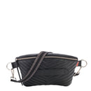 Neufmille - Sac Ceinture XL Beltbag Marie Martens Noir matelassé en cuir grainé - Zip noir 