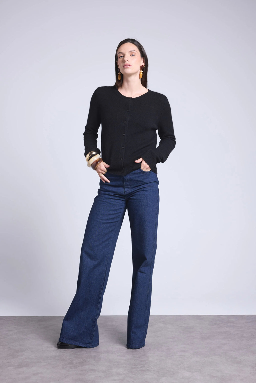 Cárdigan de cuello redondo Neva - Negro - Mujer