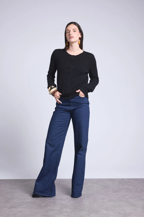 Cardigan Col Rond Neva - Noir - Femme